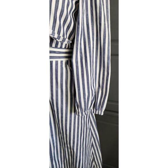 Madewell Shimmer Stripe Cutout tie bust Button Skirt Midi Dress NWOT $110 size 2 - Picture 6 of 9